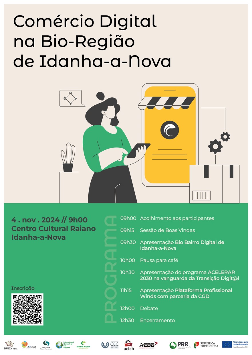 cartaz comércio digital na bio-região de idanha-a-nova